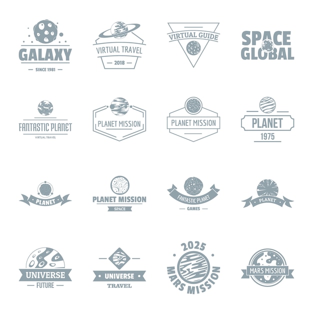 Conjunto de ícones do espaço planeta logotipo