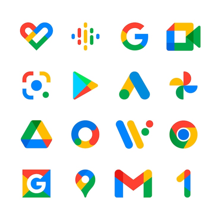 Vetor conjunto de ícones do google
