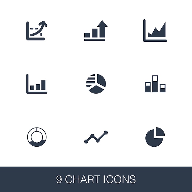 Conjunto de ícones do gráfico. sinais de glifo de design simples. modelo de símbolo de gráfico. ícone de estilo universal, pode ser usado para interface de usuário da web e móvel