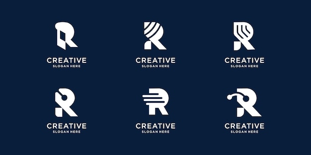 Conjunto de ícones do logotipo r inicial da coleção para empresas de consultoria, identidade, tecnologia.