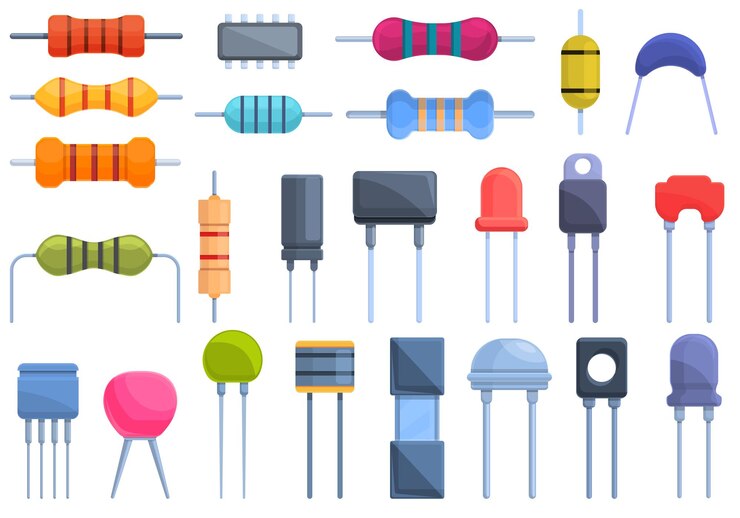 Vetor conjunto de ícones do resistor. conjunto de resistores de desenho animado