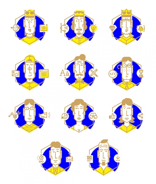 Conjunto de ícones do vetor das profissões das pessoas.