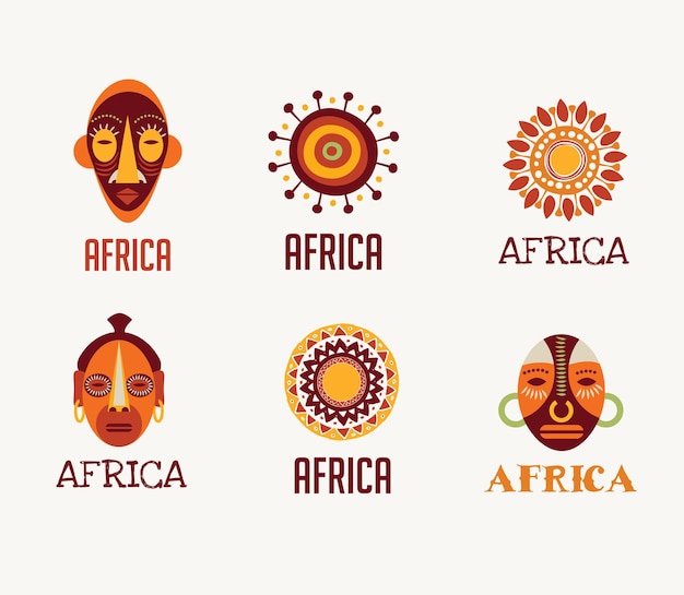 Conjunto de ícones e elementos de safári na África