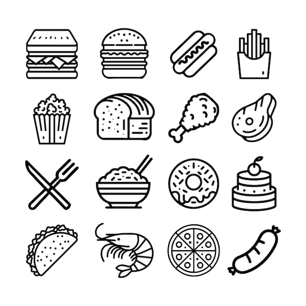Conjunto de ícones editáveis de alimentos