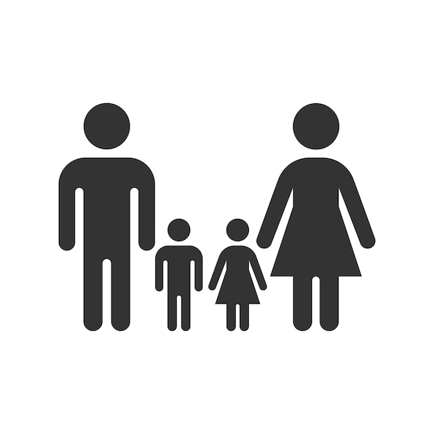 Conjunto de ícones familiares Ilustração vetorial no fundo branco Ícones vetoriais de homem e mulher