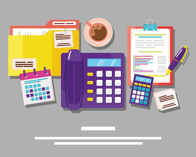 Conjunto de ícones financeiros e de telefone
