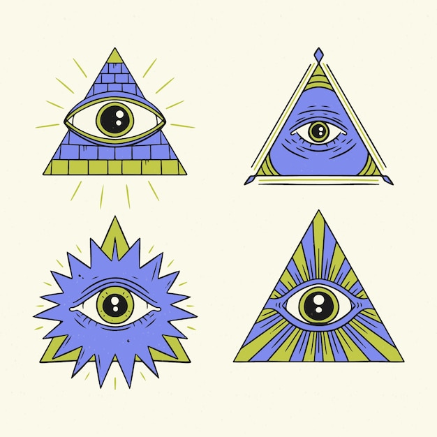 Vetor conjunto de ícones illuminati de design plano