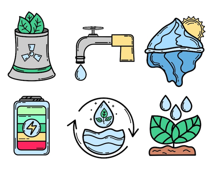 Vetor conjunto de ícones lineares ecologia estilo moderno desenvolvimento ecológico folhas verdes