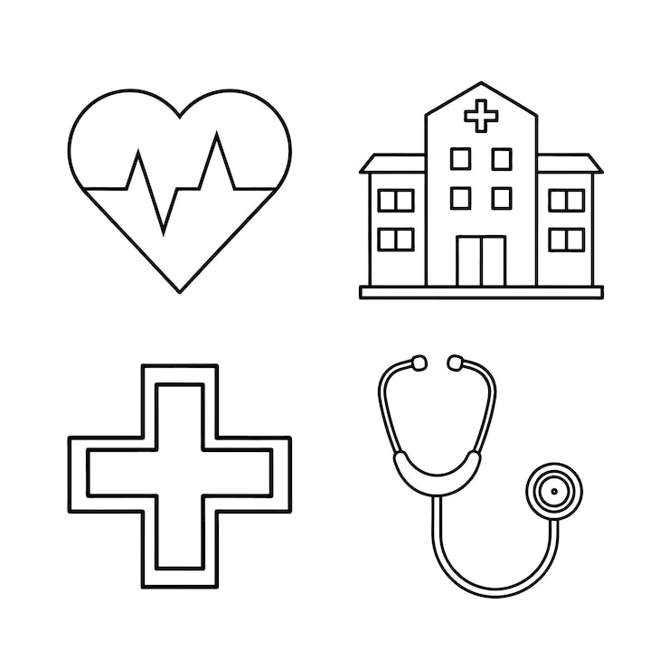 Vetor conjunto de ícones médico médico medicare e ícones de medicamentos em formato vetorial