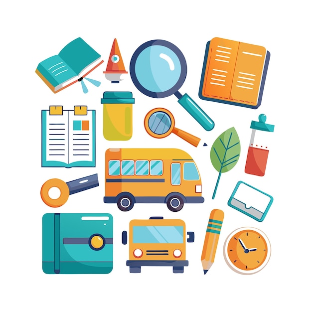 Conjunto de ícones realistas de educação e aprendizagem