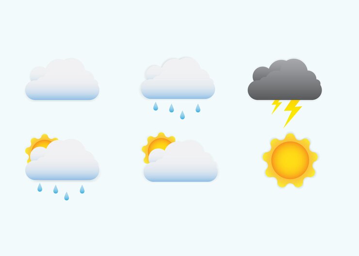 Vetor conjunto de ícones simples com tema do clima