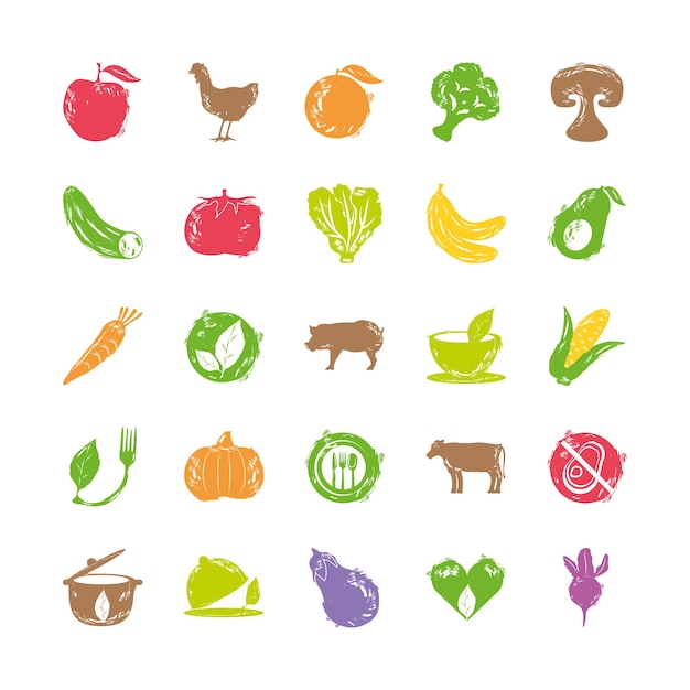 Conjunto de ícones veganos