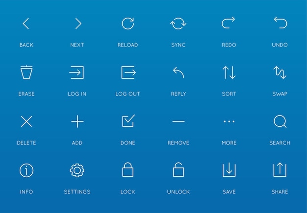 Conjunto de ícones vetoriais da interface do usuário do sistema, ícones alinhados mínimos de alta qualidade para todos os fins