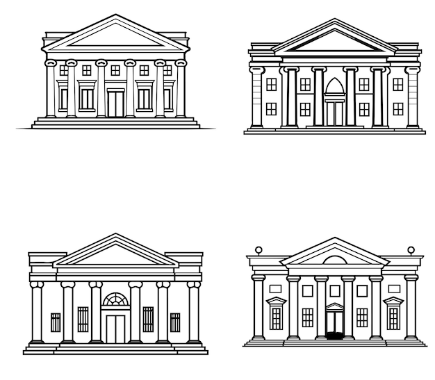 Conjunto de ícones vetoriais de arquitetura da casa frontal