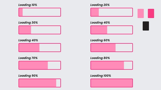 Vetor conjunto de ícones vetoriais de carregamento editáveis barra de carregamento para interfaces da web ilustração de modelo e site