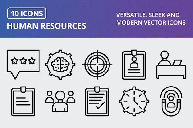 Conjunto de ícones vetoriais de recursos humanos