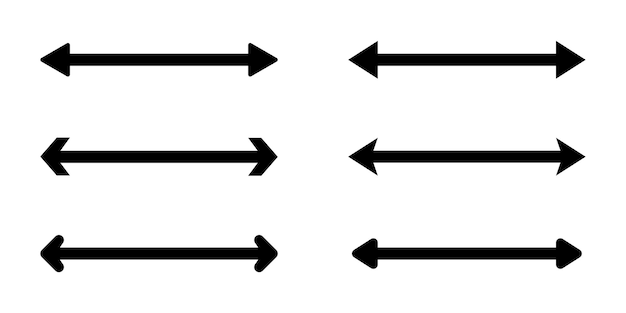 Vetor conjunto de ícones vetoriais de setas longas vetor de seta dupla horizontal preta 10 eps