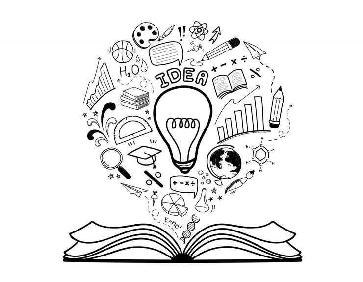 Vetor conjunto de idéia de educação doodle mão desenhada