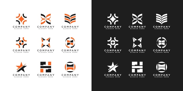 Conjunto de idéias de design de logotipo de empresa de vetor grátis