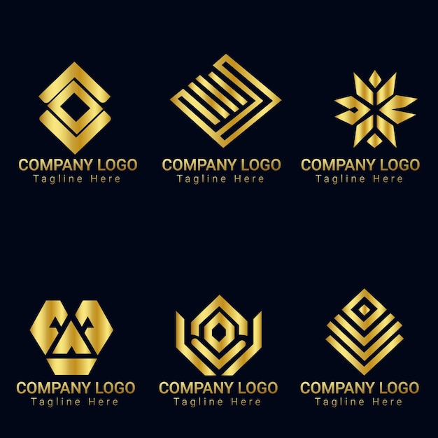 Conjunto de ideias de design de logotipo de empresa vetor fundo preto simples