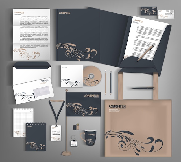 Conjunto de identidade corporativa Lindo conjunto de negócios abstrato statione