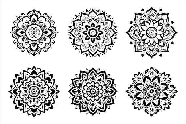 Vetor conjunto de ilustra??o de flor de mandala