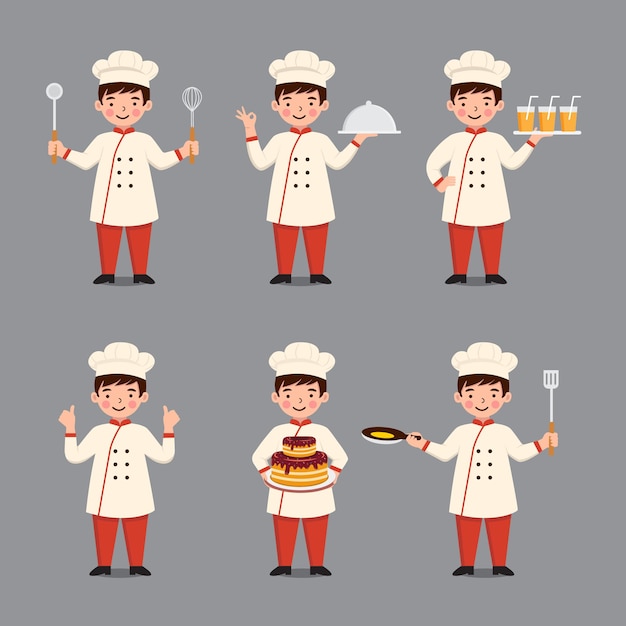 Conjunto de ilustração de chef