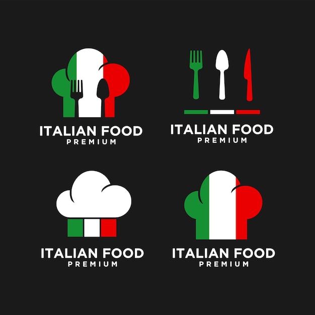 Conjunto de ilustração de design de logotipo de vetor de comida italiana