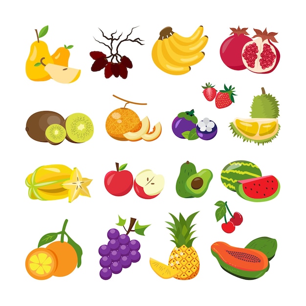 Conjunto de ilustração de frutas