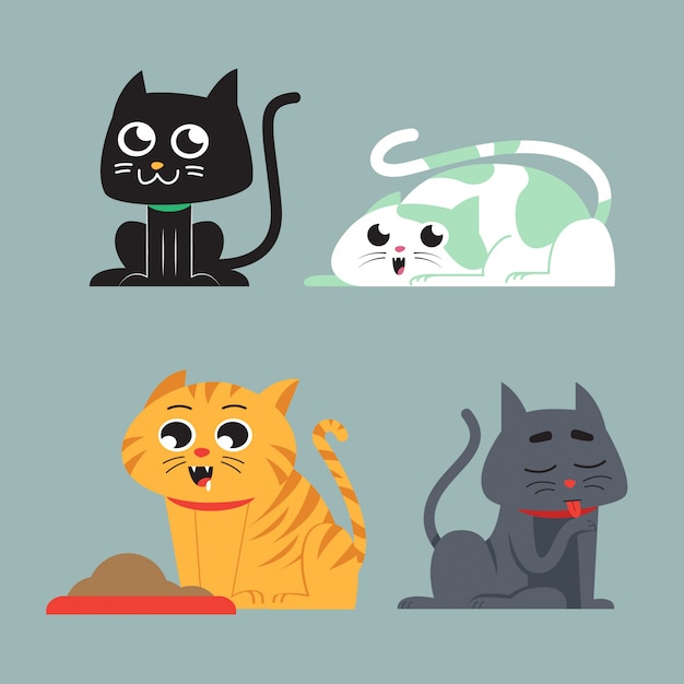 Vetor conjunto de ilustração de gato fofo