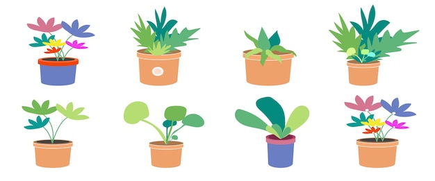conjunto de ilustração de ícone de plantas