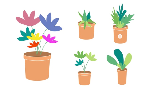 conjunto de ilustração de ícone de plantas