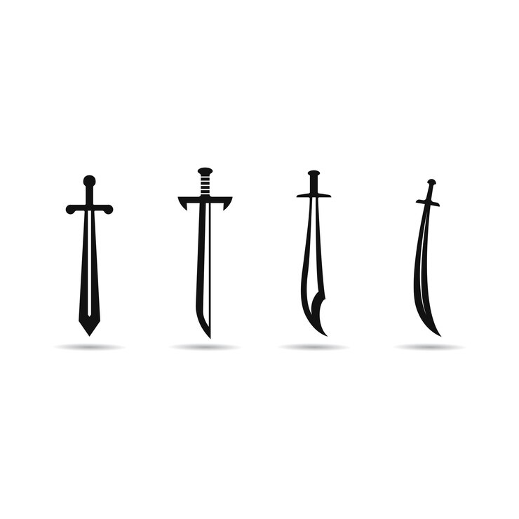 Vetor conjunto de ilustração de ícone de vetor de modelo de logotipo de espadas
