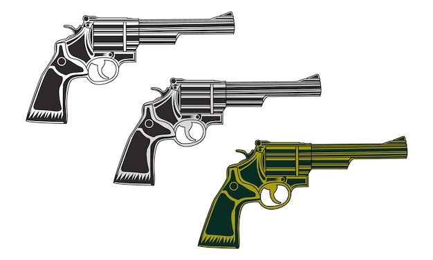 Conjunto de ilustração de pistola
