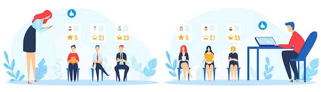 Conjunto de ilustração de recrutamento de classificação social.