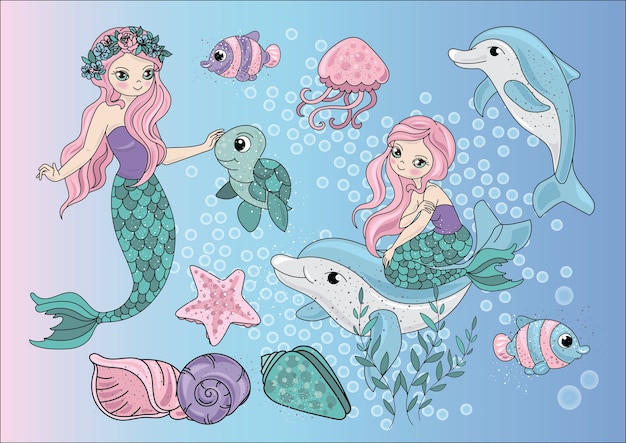 Conjunto de ilustração do vetor de viagens de mar clipart de cor