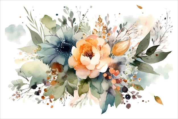 Conjunto de ilustração floral isolado modelo de elementos decorativos de flores ilustração plana dos desenhos animados isolada