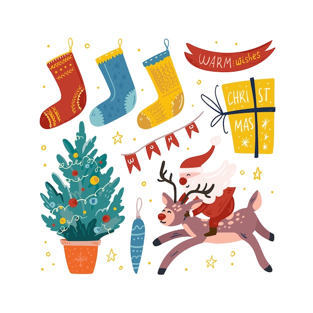 Conjunto de ilustração fofa de natal