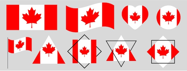 Conjunto de ilustração vetorial bandeira do canadá