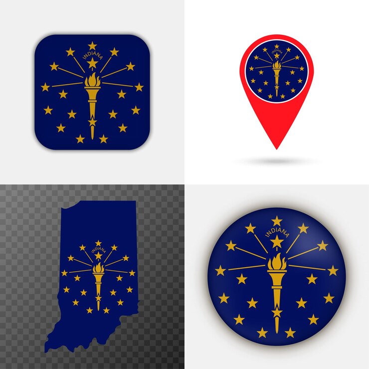 Vetor conjunto de ilustração vetorial da bandeira do estado de indiana