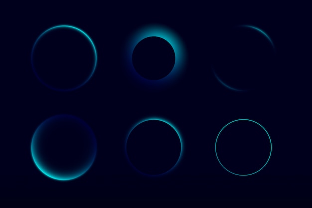 Conjunto de ilustração vetorial de ativos gráficos Neon Glow Circle