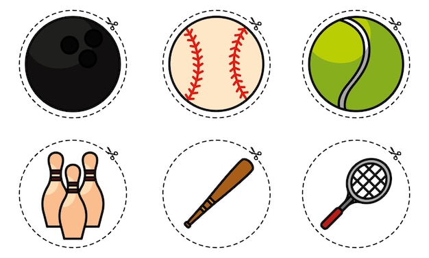 Vetor conjunto de ilustração vetorial de ícones esportivos diferentes