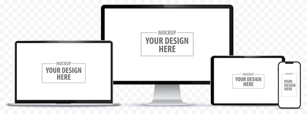 Conjunto de ilustração vetorial de laptop e monitor de computador tablet PC celular