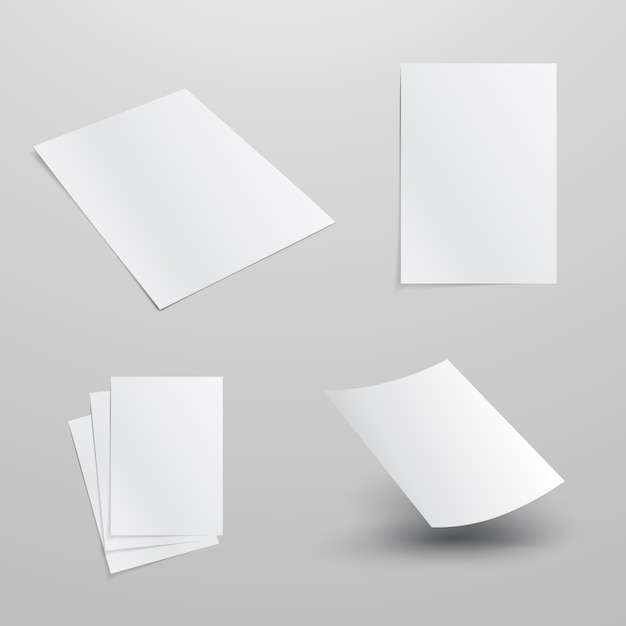 Vetor conjunto de ilustração vetorial de mockup de papel em branco