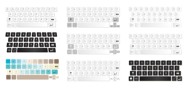 Conjunto de ilustração vetorial de teclados virtuais compactos