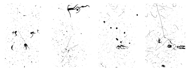 Conjunto de ilustração vetorial retrô de texturas envelhecidas sujas e envelhecidas com sobreposições em preto e branco