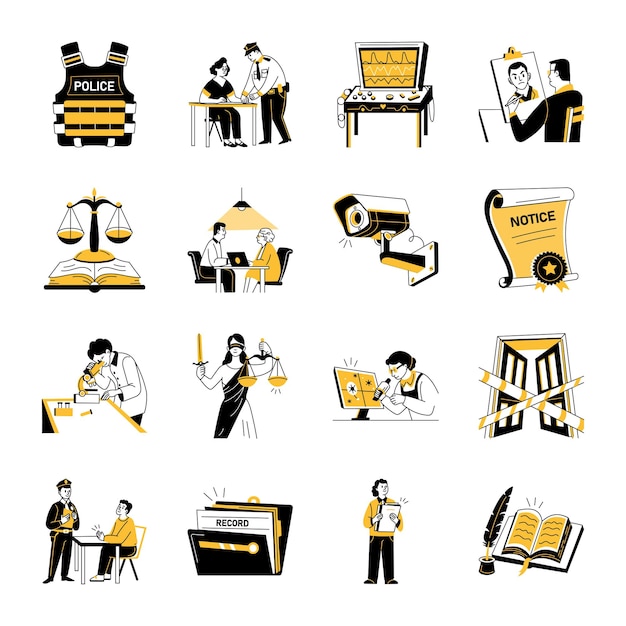 Conjunto de ilustrações de Lei e Ordem