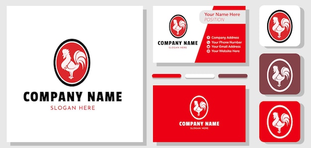 Vetor conjunto de ilustrações de logotipo de frango e design de cartão