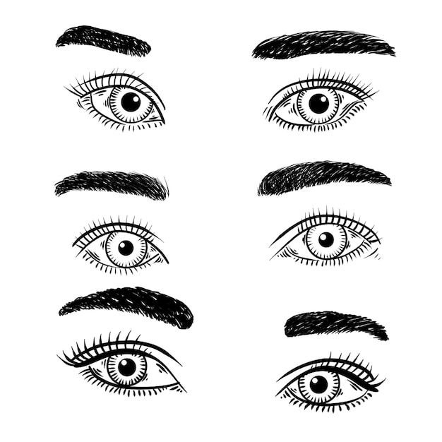 Vetor conjunto de ilustrações de olhos de mulher 2