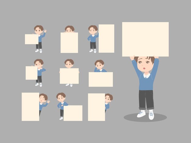Conjunto de ilustrações de promoção de Cute Boy